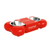 Hing Designs The Bone Bowl with Non Slip Rubber Feet and Dishwasher Safe Removable Stainless Steel Bowls, Pink