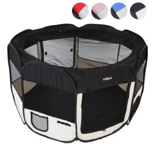 Leopet® TSPB09 Playpen for Puppies and Small Animals DIFFERENT COLOURS (Black)