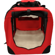 Mool Lightweight Fabric Pet Carrier Crate with Fleece Mat and Food Bag, Medium, 60 x 42 x 42 cm, Red