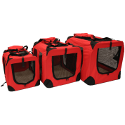 Mool Lightweight Fabric Pet Carrier Crate with Fleece Mat and Food Bag, Medium, 60 x 42 x 42 cm, Red