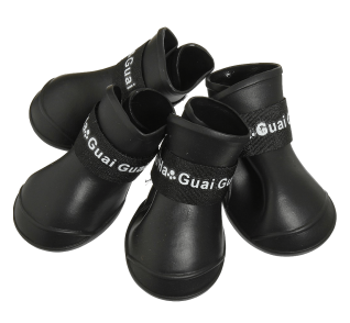 Pet Dog Rain Boots Booties Waterproof Protective Rubber Shoes,3 sizes,BLACK
