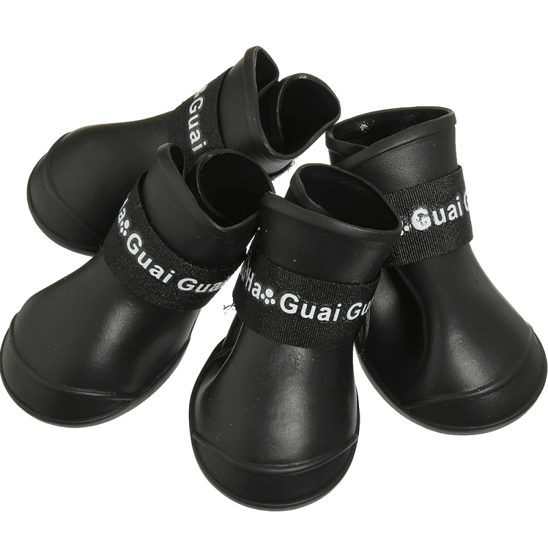 Pet Dog Rain Boots Booties Waterproof Protective Rubber Shoes,3 sizes,BLACK