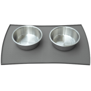 PetFusion Pet Food Mat in Premium FDA Grade Silicone (Large, Grey) 