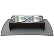 PetFusion Pet Food Mat in Premium FDA Grade Silicone (Large, Grey) 