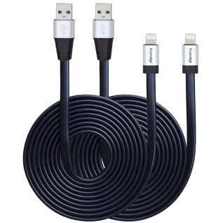 Everdigi(TM)2pcs 10ft Strengthened Extra Long Tangle-free Super Durable USB Charge&Sync Flat Data Cable Cord Wire