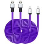Everdigi(TM)2pcs 10ft Strengthened Extra Long Tangle-free Super Durable USB Charge&Sync Flat Data Cable Cord Wire