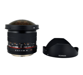 Rokinon HD8M-C 8mm f3.5 HD Fisheye Lens with Removeable Hood for Canon DSLR 8-8mm Fixed-Non-Zoom Lens