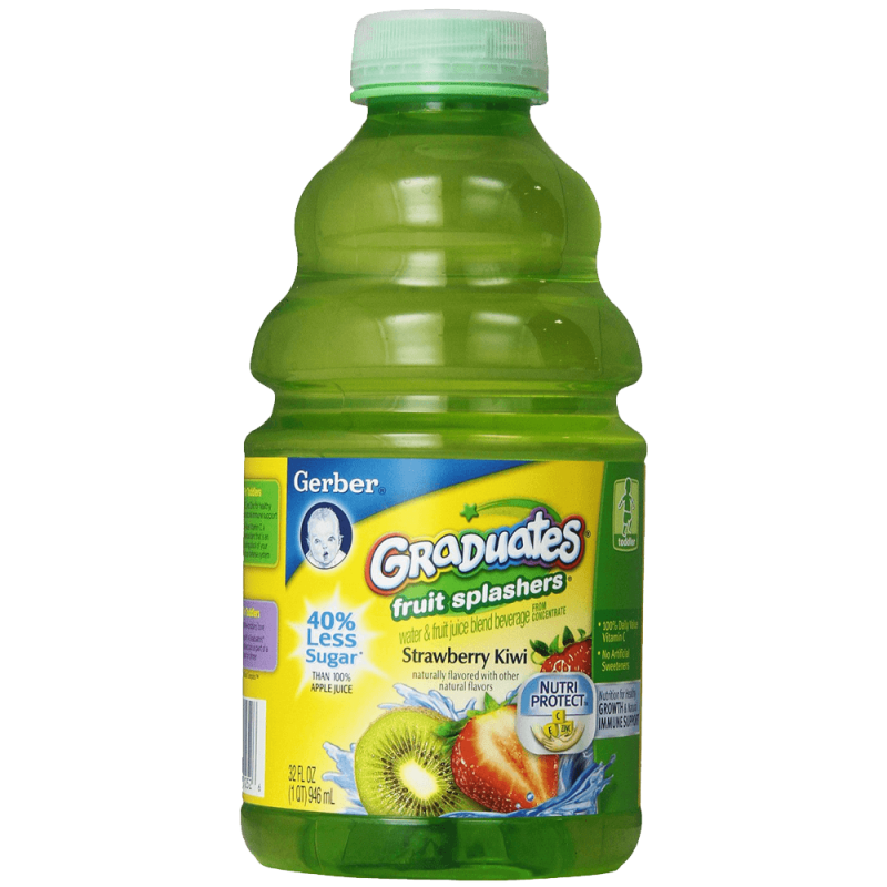 Gerber Graduates Fruit Splashers Juice Strawberry Kiwi 32-Ounce Bottles