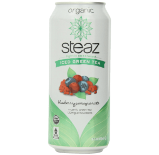 Steaz Iced Tea Can Green Blueberry Pomegranate Gluten Free 16-ounces