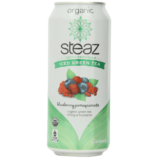 Steaz Iced Tea Can Green Blueberry Pomegranate Gluten Free 16-ounces