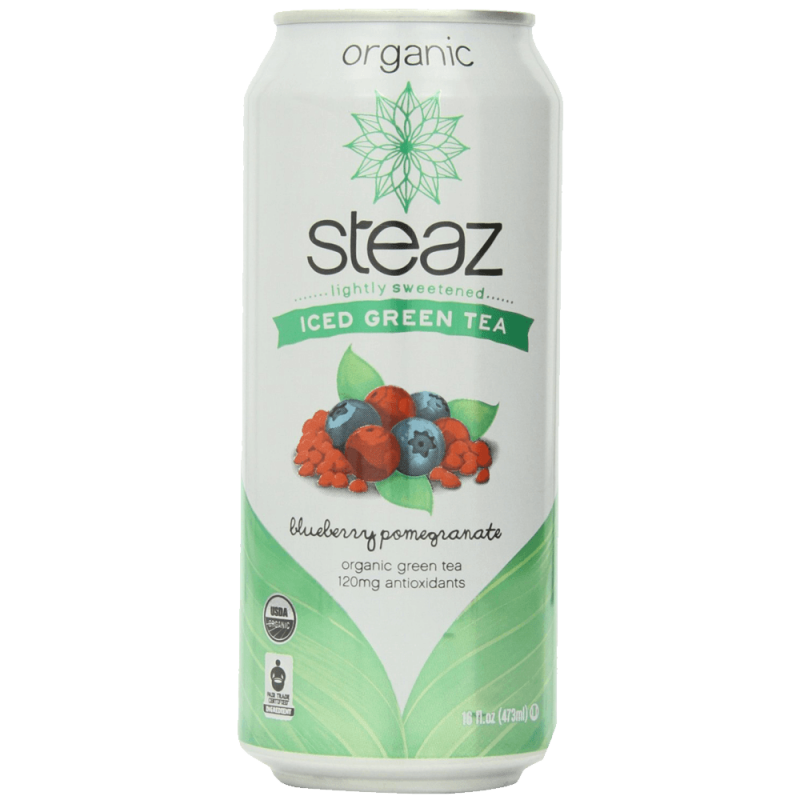 Steaz Iced Tea Can Green Blueberry Pomegranate Gluten Free 16-ounces