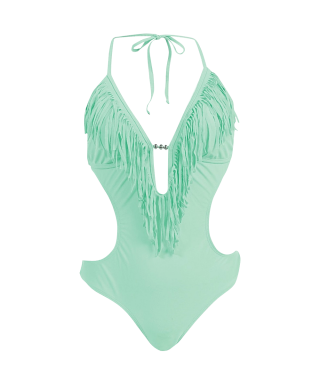 Marina West Women's Fringed Plunge Monokini Swimsuit