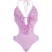 Marina West Women's Fringed Plunge Monokini Swimsuit