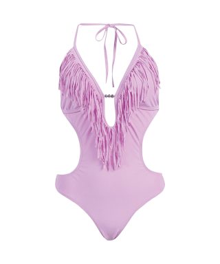 Marina West Women's Fringed Plunge Monokini Swimsuit