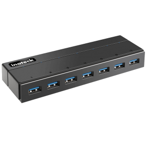 Inateck 7-Port USB 3.0 Hub with 12V 3A Power Adapter and 7 BC 1.2 Charging Ports 