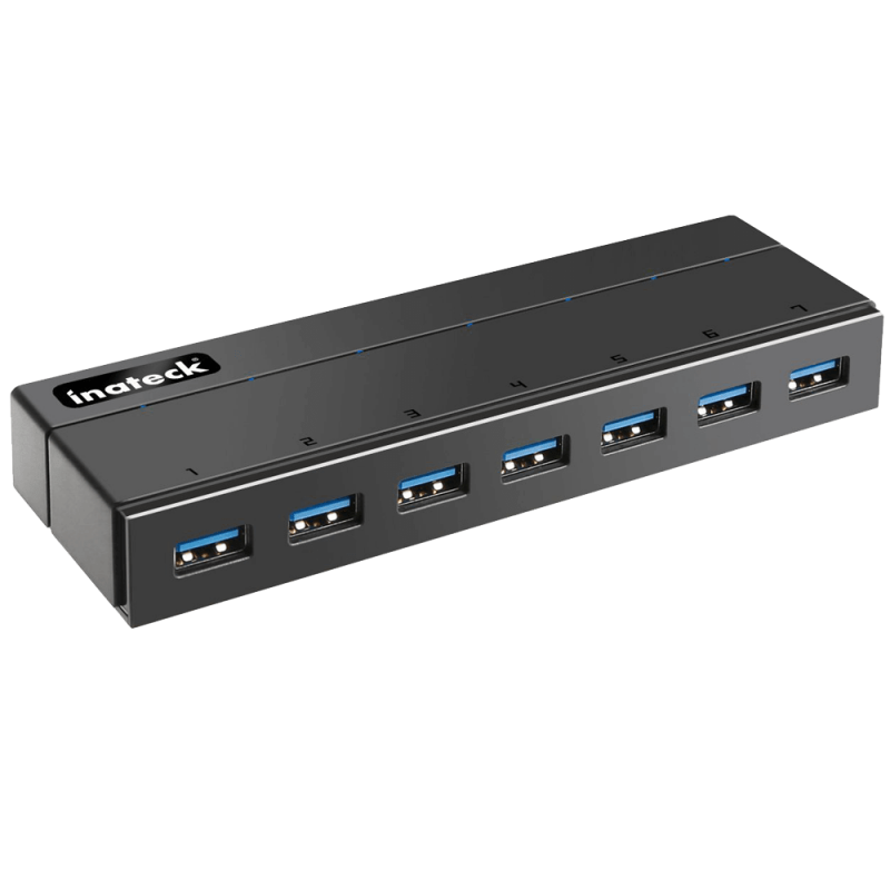 Inateck 7-Port USB 3.0 Hub with 12V 3A Power Adapter and 7 BC 1.2 Charging Ports 