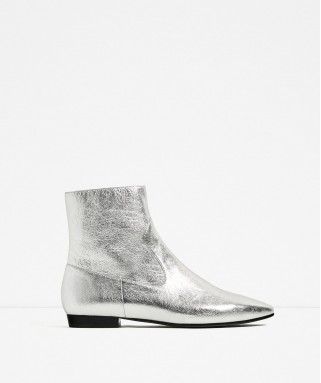 Laminated Leather Ankle Boots