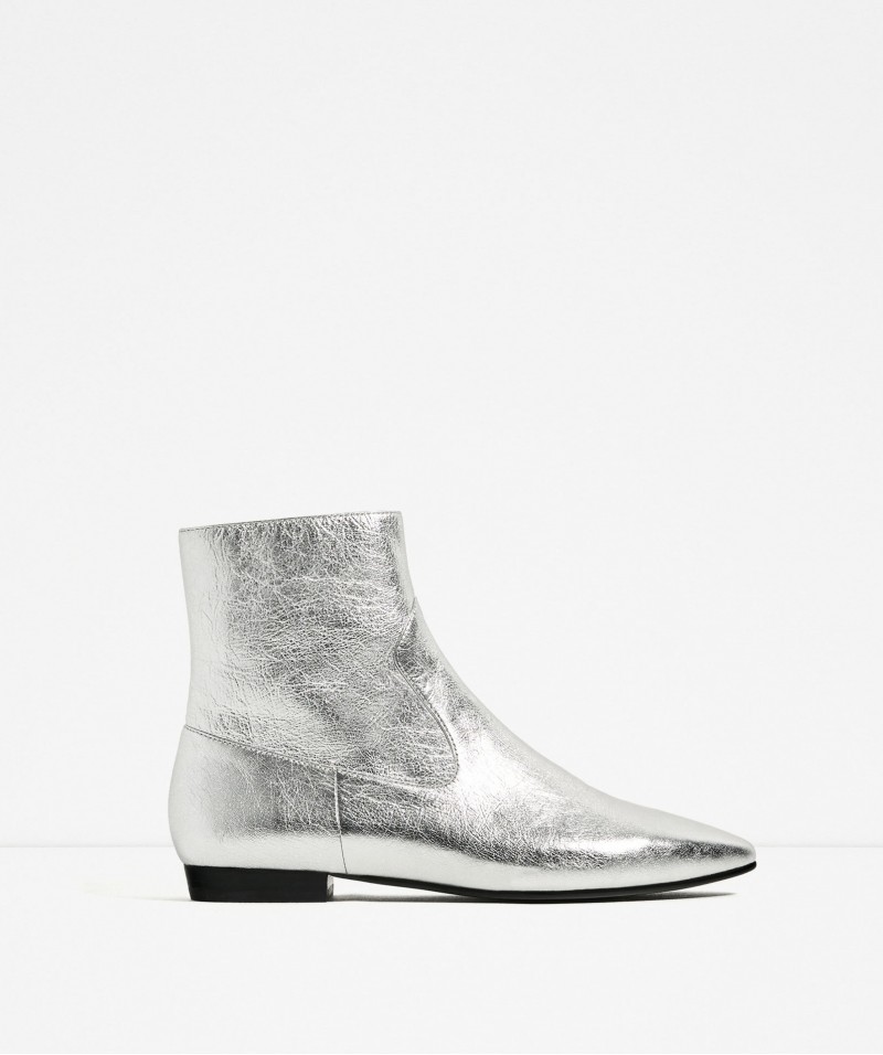 Laminated Leather Ankle Boots