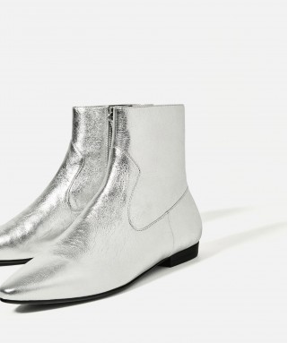 Laminated Leather Ankle Boots