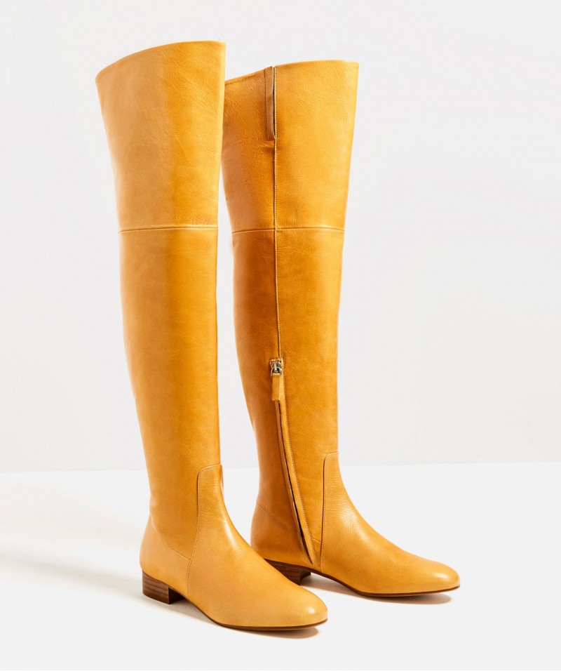 Over-The-Knee Flat Leather Boots
