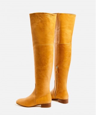 Over-The-Knee Flat Leather Boots