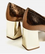 Crackled Leather Mid Heel Shoes