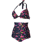 Cocoship Flora Polka Vintage Bikini Swimsuits Swimwear