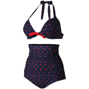 Cocoship Flora Polka Vintage Bikini Swimsuits Swimwear