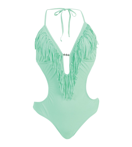 Marina West Women's Fringed Plunge Monokini Swimsuit