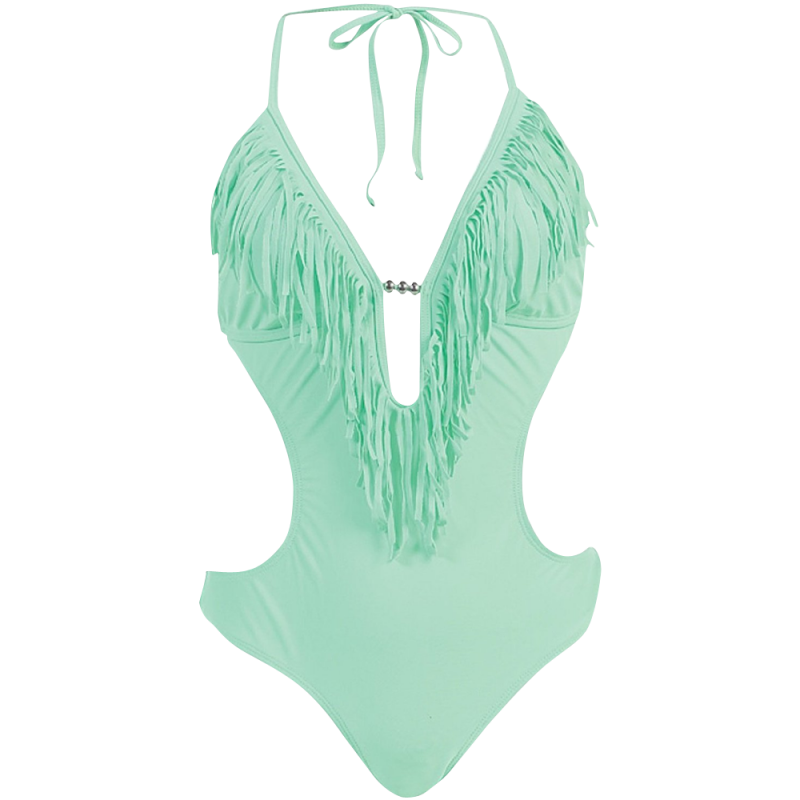 Marina West Women's Fringed Plunge Monokini Swimsuit