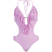 Marina West Women's Fringed Plunge Monokini Swimsuit
