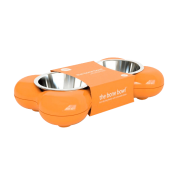 Hing Designs The Bone Bowl with Non Slip Rubber Feet and Dishwasher Safe Removable Stainless Steel Bowls, Pink