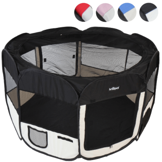 Leopet® TSPB09 Playpen for Puppies and Small Animals DIFFERENT COLOURS (Black)