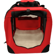 Mool Lightweight Fabric Pet Carrier Crate with Fleece Mat and Food Bag, Medium, 60 x 42 x 42 cm, Red