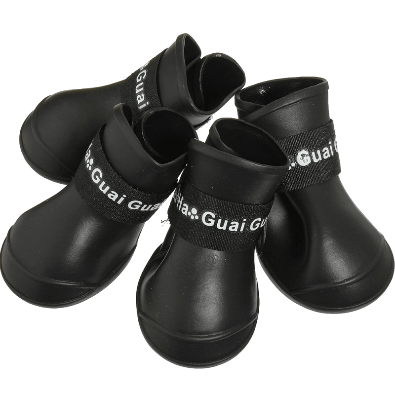 Pet Dog Rain Boots Booties Waterproof Protective Rubber Shoes,3 sizes,BLACK