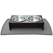 PetFusion Pet Food Mat in Premium FDA Grade Silicone (Large, Grey) 
