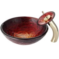 Glass Vessel Sink and Waterfall Faucet