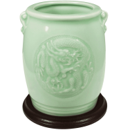 Chinese Dragon and Phoenix Celadon Ceramic Vase