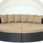 LexMod Quest Circular Outdoor Wicker Rattan Patio Daybed