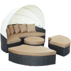 LexMod Quest Circular Outdoor Wicker Rattan Patio Daybed