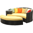 LexMod Taiji Outdoor Wicker Patio Daybed with Ottoman