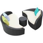 LexMod Twirl Outdoor Wicker Patio 3 Piece Sofa Set