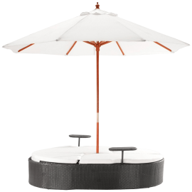 Marbella Espresso Outdoor Patio Double Chaise Lounge Bed