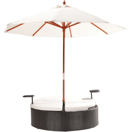 Marbella Espresso Outdoor Patio Double Chaise Lounge Bed