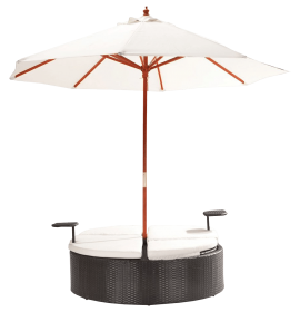 Marbella Espresso Outdoor Patio Double Chaise Lounge Bed