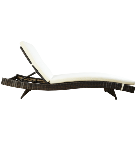 Outsunny Adjustable PE Rattan Wicker Patio Chaise Lounge Chair