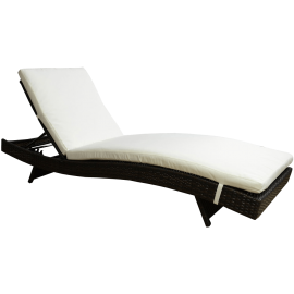 Outsunny Adjustable PE Rattan Wicker Patio Chaise Lounge Chair