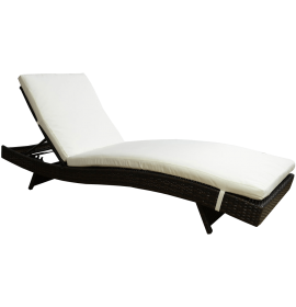 Outsunny Adjustable PE Rattan Wicker Patio Chaise Lounge Chair